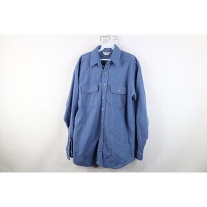 Vtg 70s Five Brother Mens Large Tall Faded Heavy Chamois Cloth Button Shirt USA